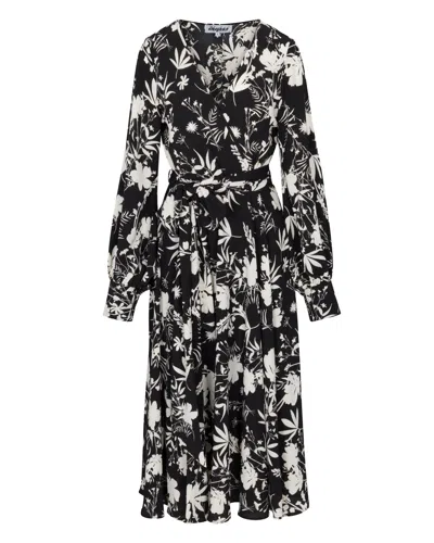 Meghan Fabulous Women's Black / White Lilypad Midi Dress - Dahlia Black In Black/white