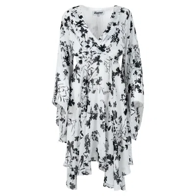 Meghan Fabulous Women's Black / White Sunset Dress - Dahlia White In Black/white