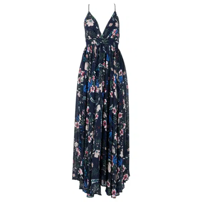 Meghan Fabulous Women's Blue / Black Enchanted Garden Maxi Dress - Wildflower Navy