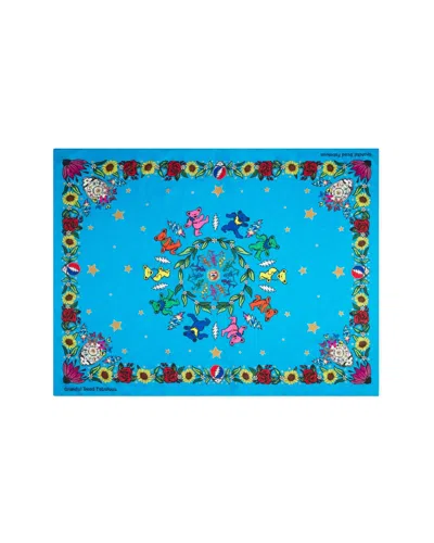 Meghan Fabulous Women's Blue Grateful Dead Floral Large Cotton Silk Scarf - Turquoise