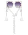 Meghan Fabulous Women's Bubbles Rhinestone Sunglasses - White Neon In White