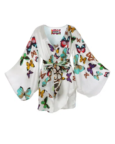 Meghan Fabulous Women's Butterfly Kimono - White