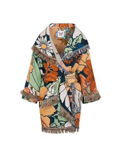 Meghan Fabulous Women's Garden Party Blanket Coat - Vintage Poppy In Multi