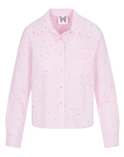 Meghan Fabulous Women's Gidget Sparkle Rhinestone Blouse - Pink Stripe