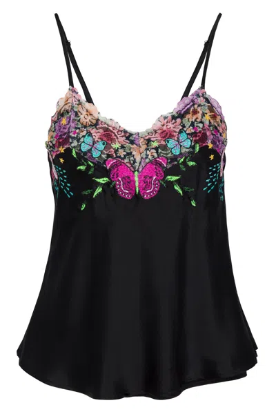 Meghan Fabulous Women's Goddess Embroidered Camisole - Black