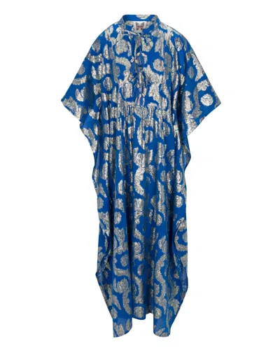Meghan Fabulous Women's Gold / Blue Palm Springs Caftan Maxi Dress - Ocean Blue In Gold/blue
