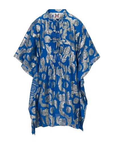 Meghan Fabulous Women's Gold / Blue Palm Springs Caftan Tunic Dress - Ocean Blue In Gold/blue