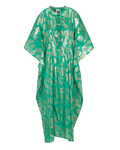 Meghan Fabulous Women's Gold / Green Palm Springs Caftan Maxi Dress - Jade/gold In Gold/green