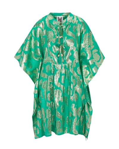 Meghan Fabulous Women's Gold / Green Palm Springs Caftan Tunic Dress - Jade/gold In Gold/green