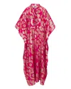 Meghan Fabulous Women's Gold / Red Palm Springs Caftan Maxi Dress - Pomegranate/gold In Gold/pink/purple