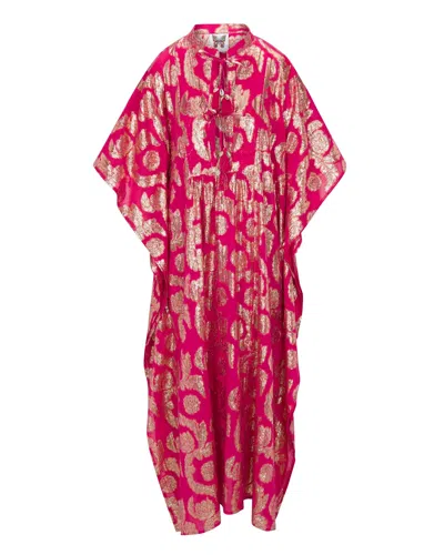 Meghan Fabulous Women's Gold / Red Palm Springs Caftan Maxi Dress - Pomegranate/gold In Gold/pink/purple