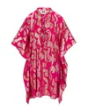 Meghan Fabulous Women's Gold / Pink / Purple Palm Springs Caftan Tunic Dress - Pomegranate/gold In Gold/pink/purple