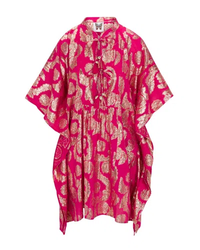 Meghan Fabulous Women's Gold / Pink / Purple Palm Springs Caftan Tunic Dress - Pomegranate/gold In Gold/pink/purple