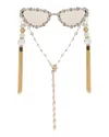 Meghan Fabulous Women's Gold Rhinestone Cowgirl Sunglasses In Gold