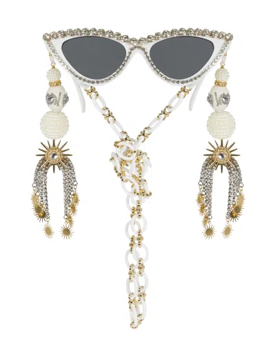Meghan Fabulous Women's Gold / White 'til Death Do Us Part Rhinestone Funglasses In Multi
