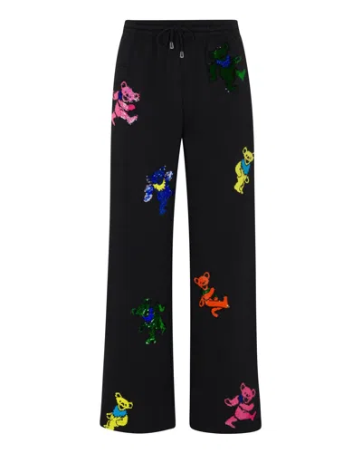 Meghan Fabulous Women's The Original Grateful Dead Dancing Bears Sequin Lounge Pant - Black