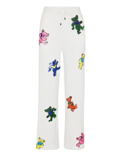 Meghan Fabulous Women's The Original Grateful Dead Dancing Bears Sequin Lounge Pant - White
