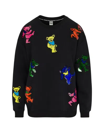 Meghan Fabulous Women's The Original Grateful Dead Dancing Bears Sequin Sweatshirt - Black