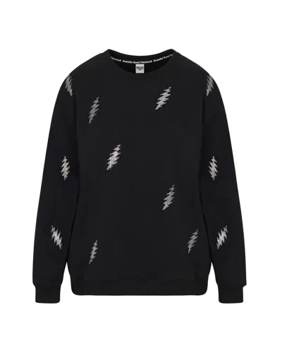 Meghan Fabulous Women's The Original Grateful Dead Thirteen Pt. Bolt Rhinestone Sweatshirt - Black