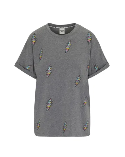 Meghan Fabulous Women's Grey The Original Grateful Dead Thirteen Pt. Bolt Rhinestone T-shirt - Heather Gray