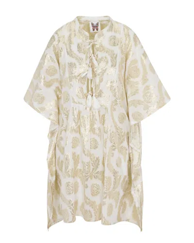 Meghan Fabulous Women's Neutrals / Gold Palm Springs Caftan Tunic Dress - Seashell/gold