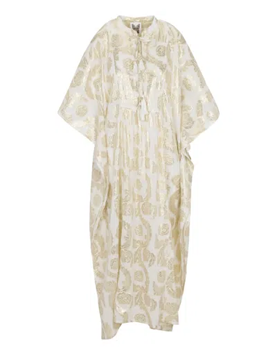 Meghan Fabulous Women's Gold / Neutrals Palm Springs Caftan Maxi Dress - Seashell/gold In Gold/white