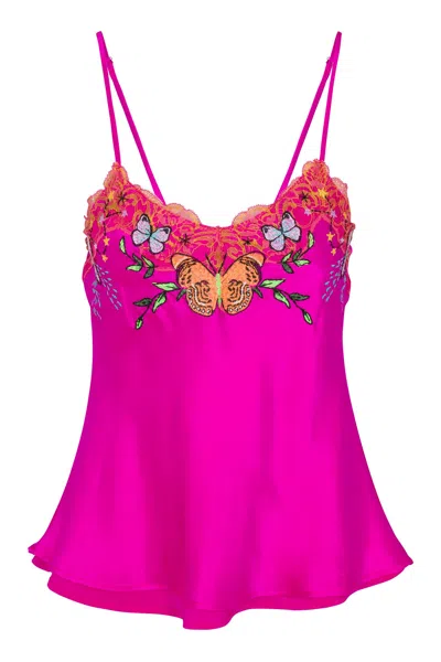 Meghan Fabulous Women's Pink / Purple Goddess Embroidered Camisole - Hot Pink In Pink/purple