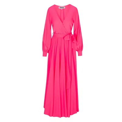Meghan Fabulous Women's Pink / Purple Lilypad Maxi Dress - Neon Pink In Pink/purple