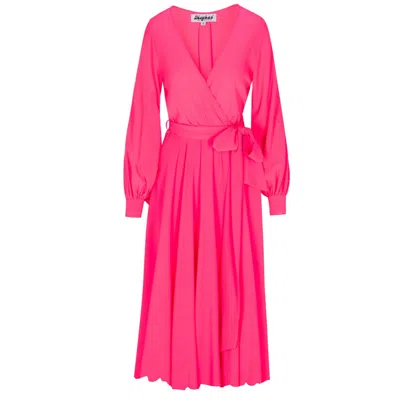 Meghan Fabulous Women's Pink / Purple Lilypad Midi Dress - Neon Pink In Pink/purple