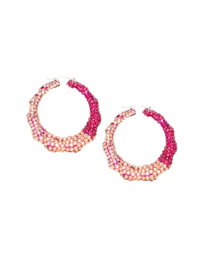 Meghan Fabulous Women's Pink / Purple Super Bamboo Rhinestone Hoops - Magenta Ombre - Limited Edition