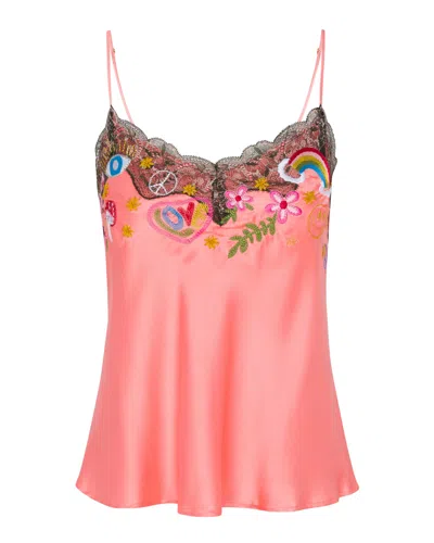 Meghan Fabulous Women's Pink / Purple The Peace Love & Happiness Cami - Coral