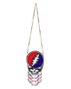 Meghan Fabulous Women's Red / Blue / White Grateful Dead Stealie Beaded Crossbody Purse In Red/blue/white