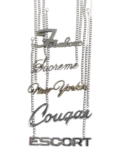 Meghan Fabulous Women's Silver Revved Up Fab Plate Necklace - Escort