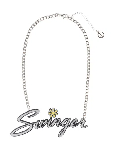 Meghan Fabulous Women's Silver Revved Up Fab Plate Necklace - Swinger