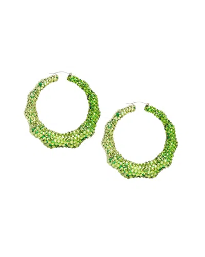 Meghan Fabulous Women's Super Bamboo Rhinestone Hoops - Green Ombre - Limited Edition