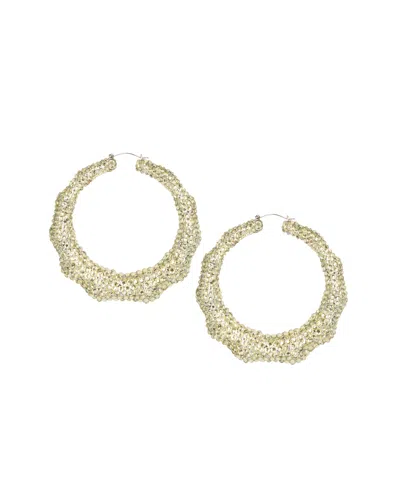 Meghan Fabulous Women's Super Bamboo Rhinestone Hoops - White - Limited Edition In Gold