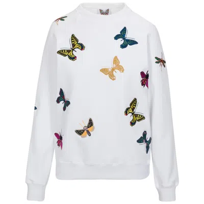 Meghan Fabulous Women's The Jitterbug Embroidered Sweatshirt Shirt - White