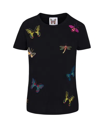 Meghan Fabulous Women's The Jitterbug Embroidered T Shirt - Black
