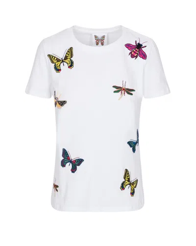 Meghan Fabulous Women's The Jitterbug Embroidered T Shirt - White