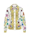 Meghan Fabulous Women's White / Gold Grateful Dead Fabulous Button Down Scarf Blouse In White/gold