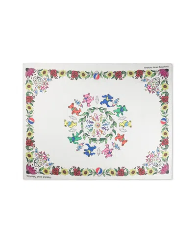 Meghan Fabulous Women's White Grateful Dead Floral Large Cotton Silk Scarf In Multi