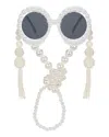 Meghan Fabulous Women's White Pearl Treasure Pirate Booty Sunglasses In Neutral