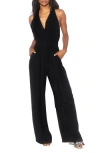 Meghan La Disco Straight Leg Jumpsuit In Black/black