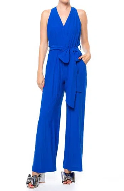 Meghan La Disco Straight Leg Jumpsuit In Royal