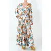 Meghan La Lilypad Long Sleeve Wrap Maxi Dress