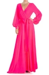 Meghan La Lilypad Surplice Maxi Dress In Neon Pink