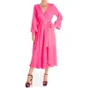 Meghan La Lilypad Surplice Long Sleeve Wrap Midi Dress