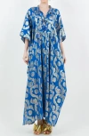 Meghan La Palm Springs Caftan Maxi Dress In Ocean Blue