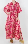Meghan La Palm Springs Caftan Maxi Dress In Pomegranate Gold