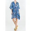 Meghan La Palm Springs Metallic Jacquard Caftan Dress In Ocean Blue